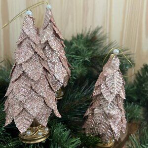 Pink Glitter Tree Ornaments Christmas Tree Trimming Decoration 3 Count